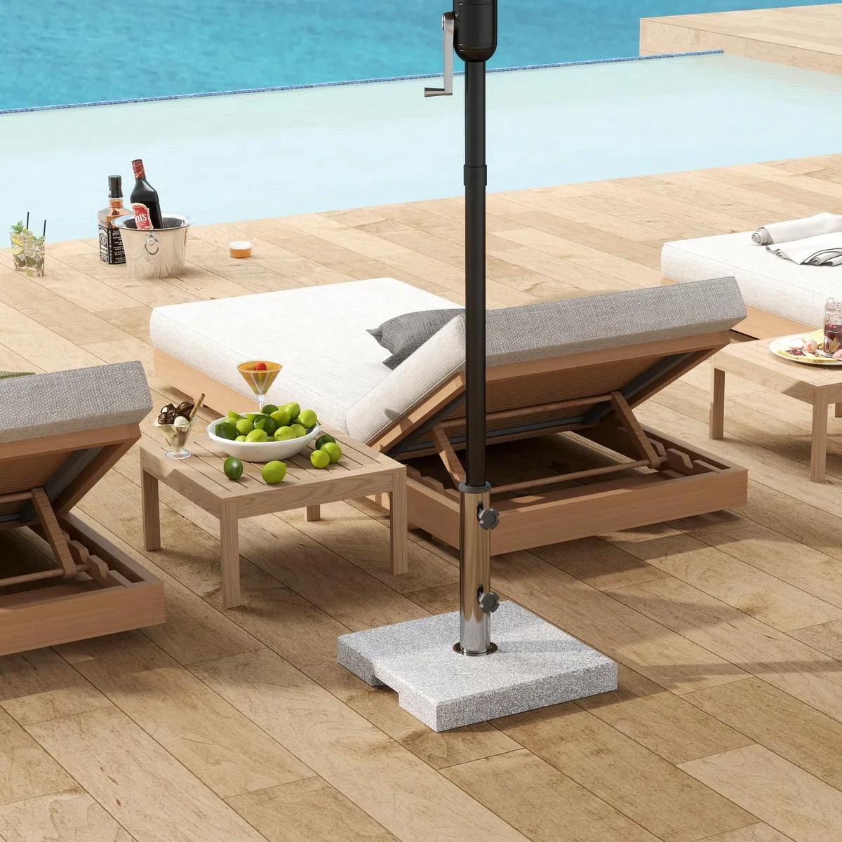 Outsunny Base per Ombrellone in Granito da 21 kg, Base Quadrata per Ombrelloni da Esterno con Maniglie e 2 Manopole Regolabili, Ideale per Giardino, Patio, Bordo Piscina, Grigio