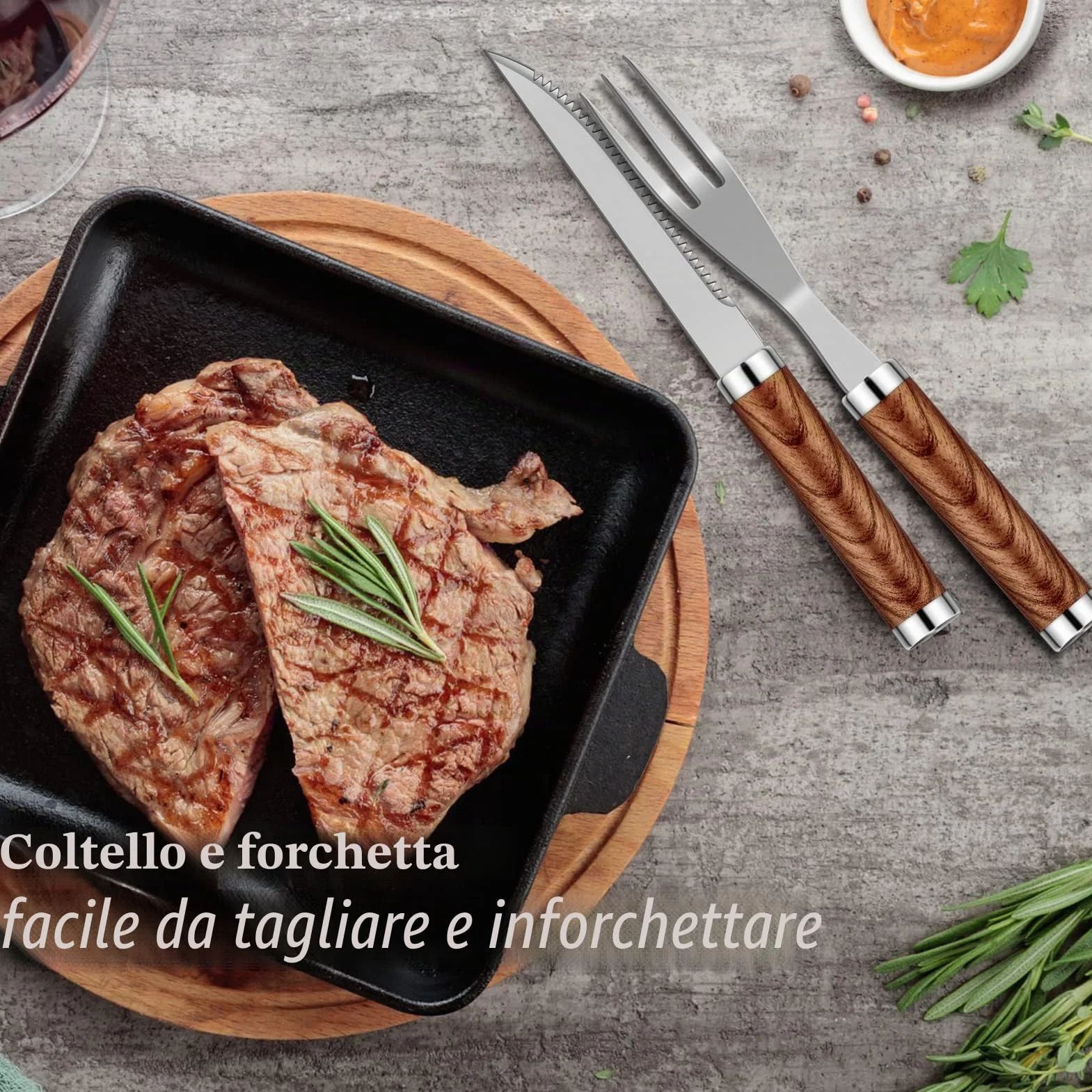 Grilliance Set di 38 posate per barbecue, in acciaio inox, accessori per barbecue per uomini, regalo di compleanno, set di utensili per barbecue di alta qualità, valigetta per barbecue，marrone