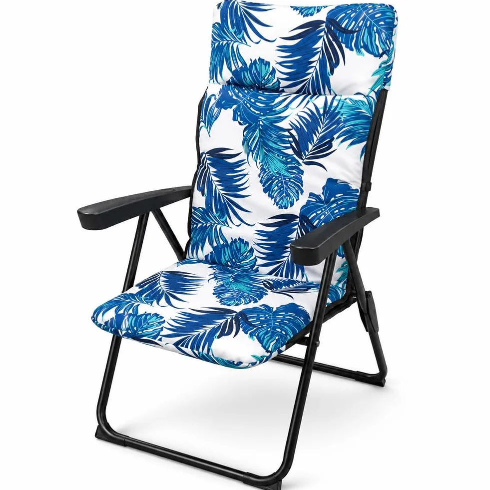 BAKAJI Sedia Sdraio Relax con Cuscino e Imbottitura ad Altissima Densità, Struttura Pieghevole Salvaspazio, Design Floreale, Braccioli Ergonomici, Ideale per Interno ed Esterno, 68 x 58 x 45 x 108 cm