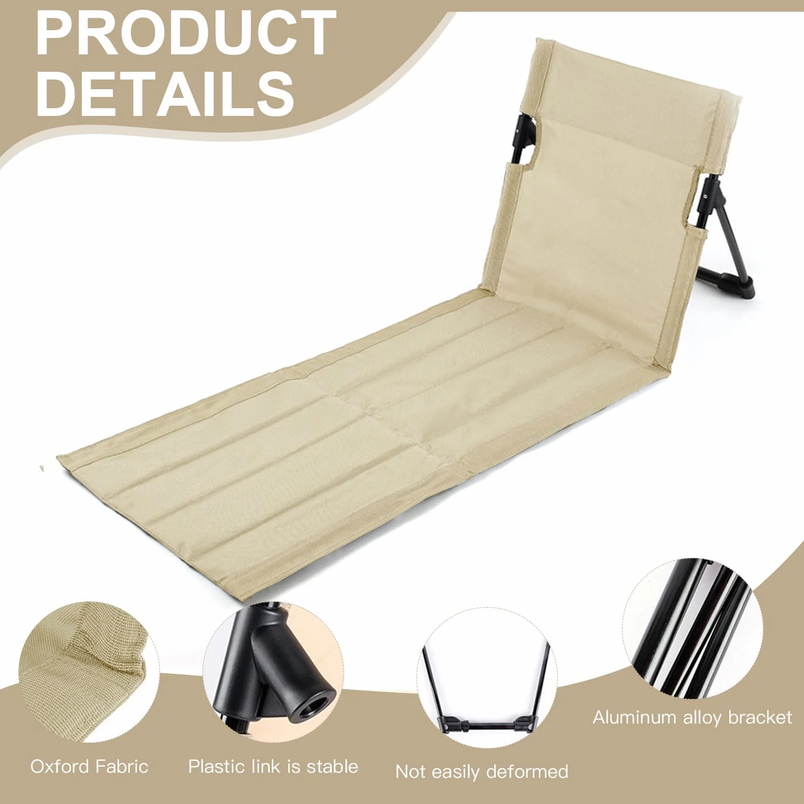 Spiaggina Mare, Portatile 680g Sdraietta Mare con Schienale, Sedia Spiaggia Ideale per il Giardinaggio, le Escursioni e i Picnic All'aperto (Stile Traspirante-Beige)