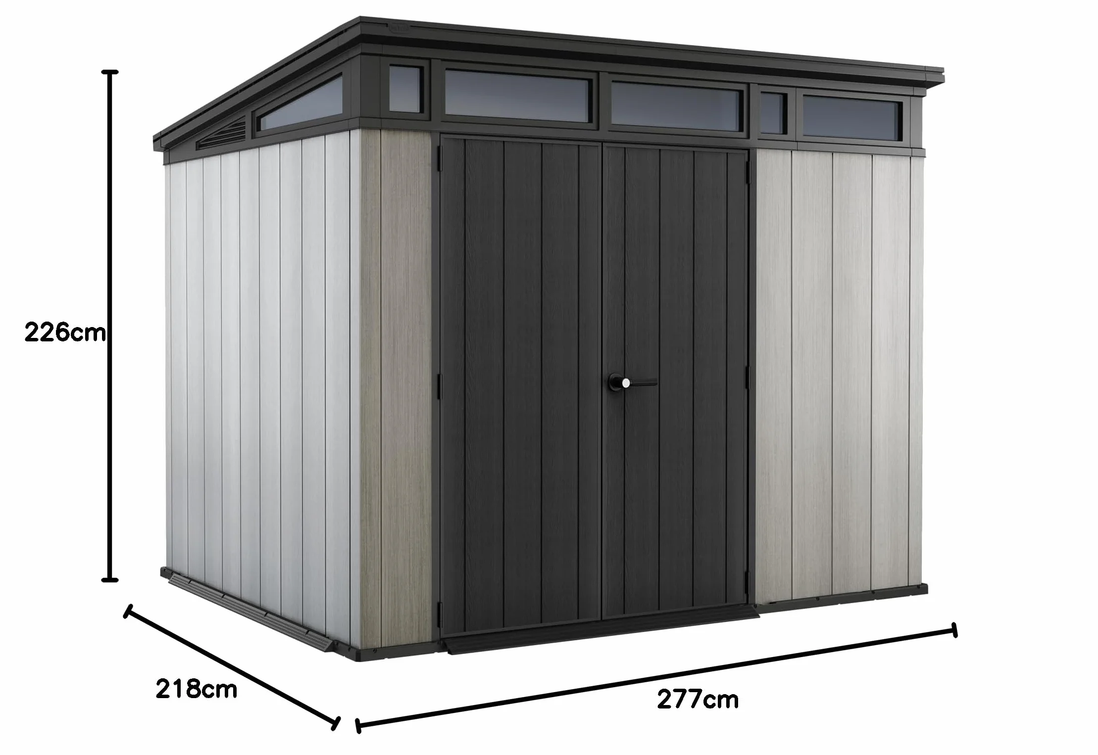 Keter Casetta da Giardino Artisan 9x7, Effetto legno spazzolato, Grigio, 6 m², 277x218x226H cm