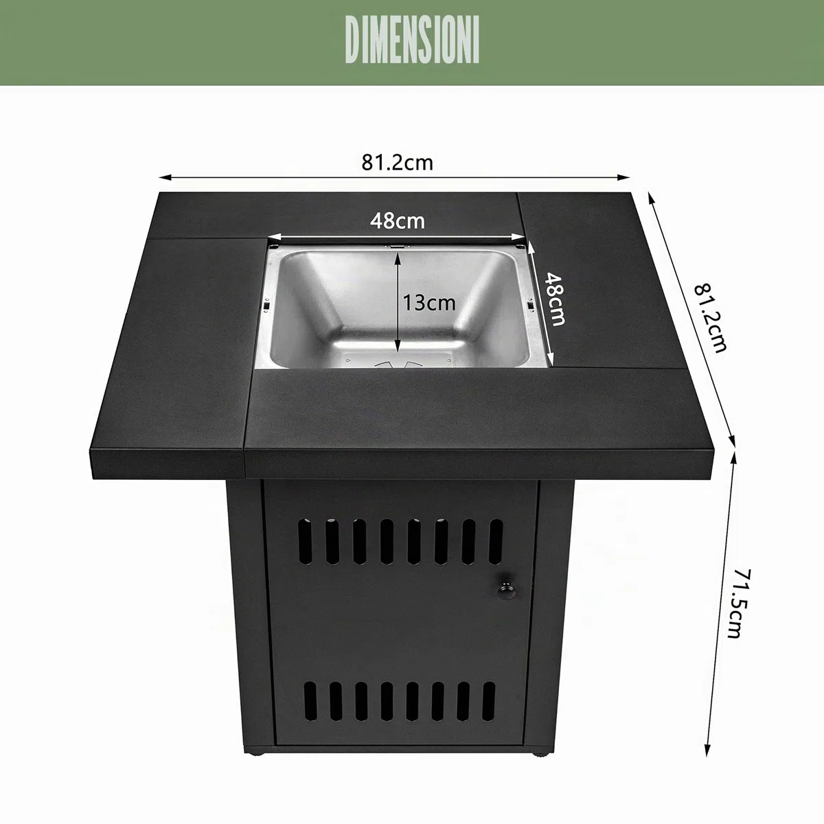 Ambiente Cube Tavolino da Fuoco a Carbone con Griglia per Barbecue Trasformabile in Tavolo da Giardino