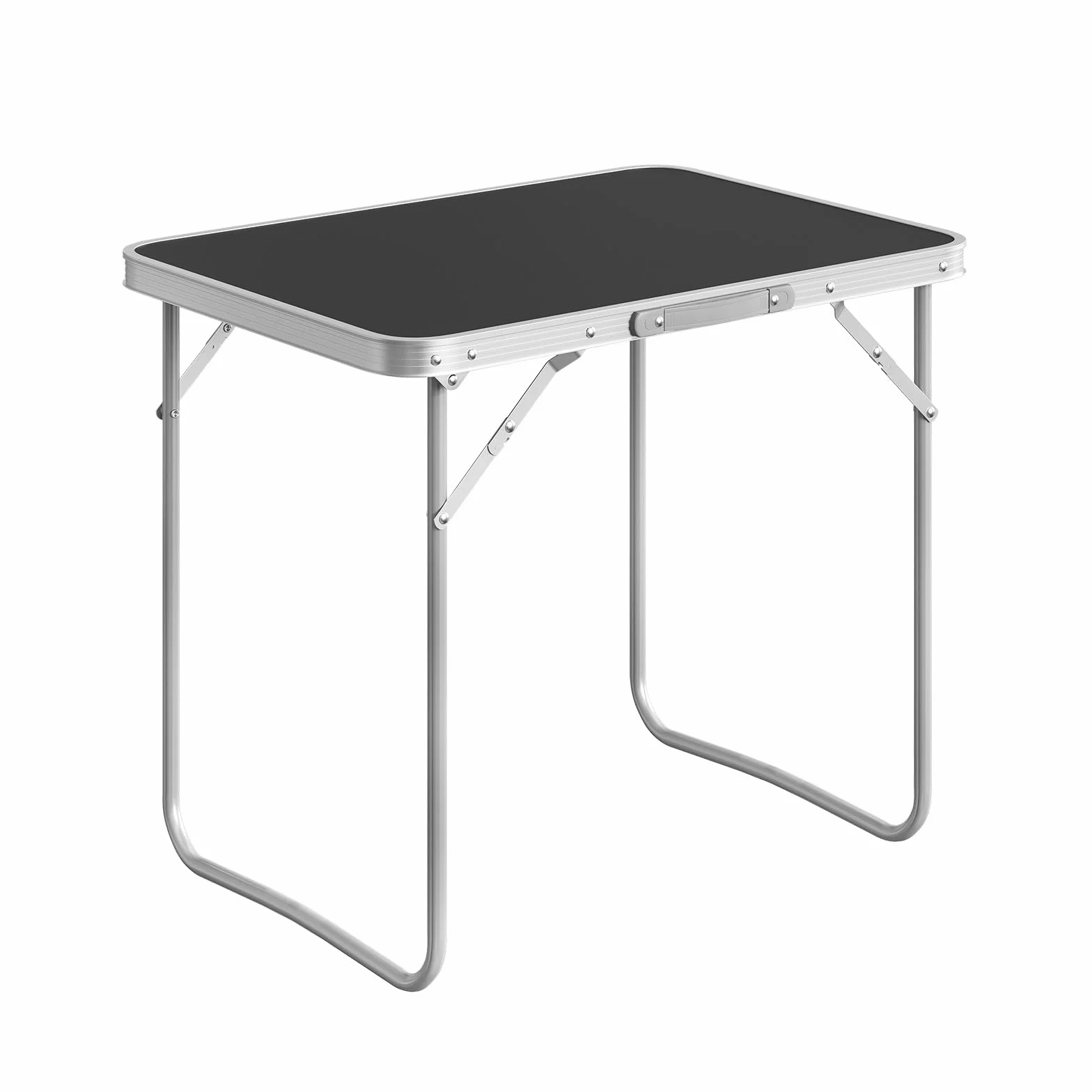 WOLTU Tavolo Campeggio Pieghevole in Alluminio e MDF 70x60x50 cm Nero