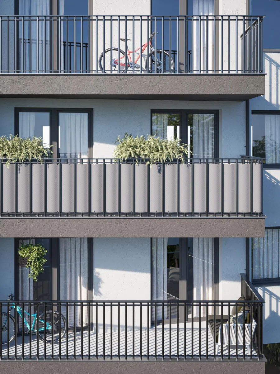 COVER IT Frangivista per Balcone Premium 240 g/m² 80 x 700 cm – Schermo Privacy Grigio