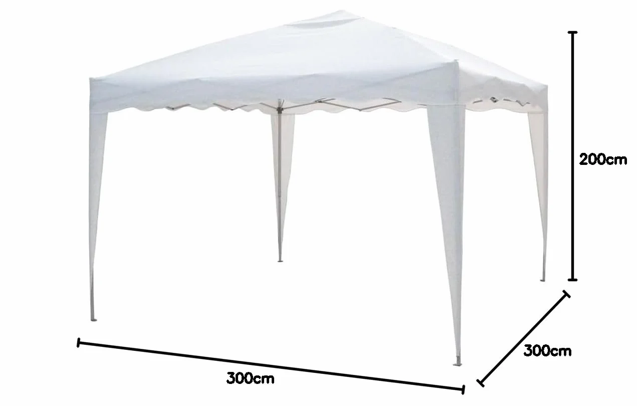 Verdelook Gazebo Pieghevole in Metallo 3x3 m Bianco con Copertura Poliestere e Borsa Inclusa