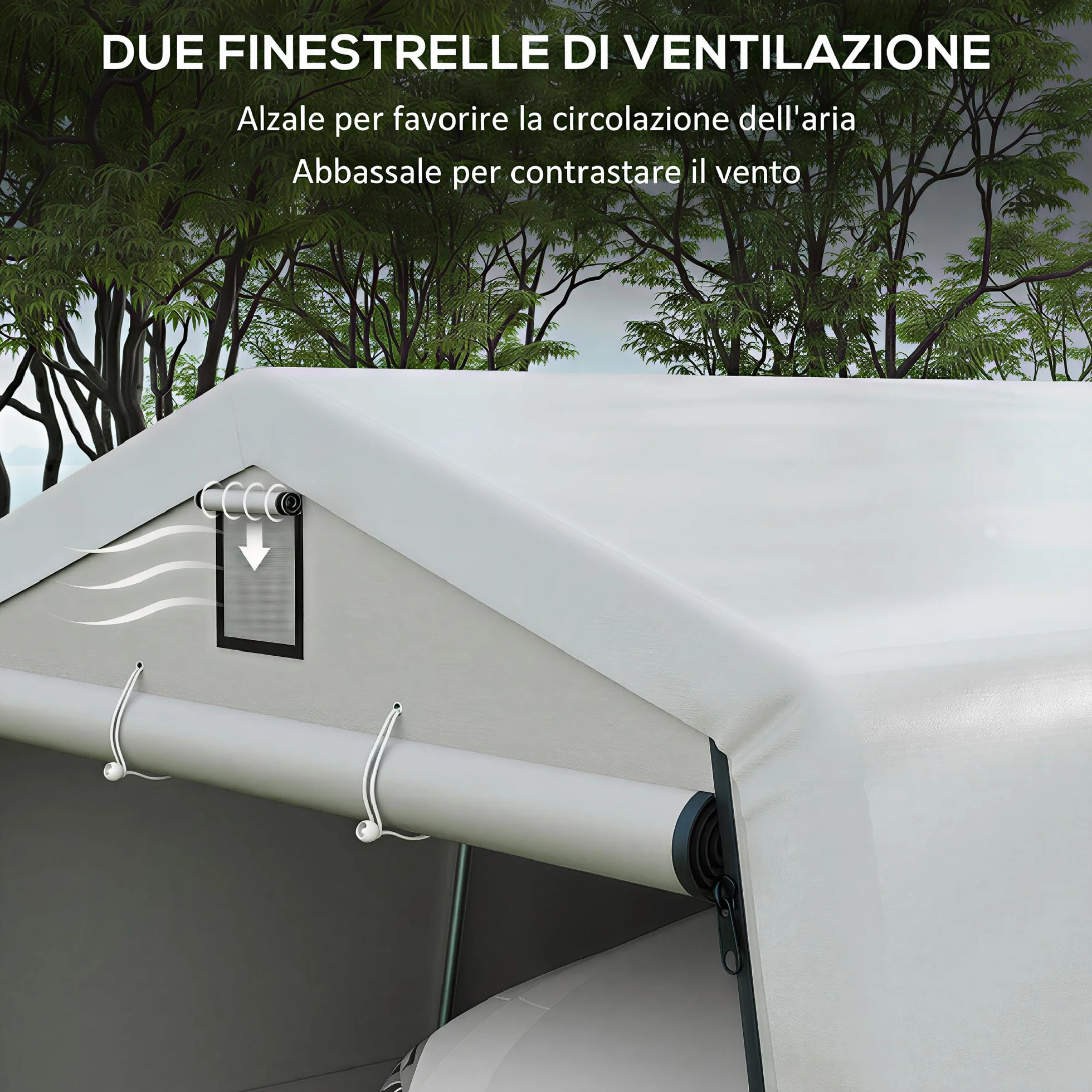 Outsunny Tendone da Giardino per Auto in Acciaio Zincato e PE 618x265/330x240 cm Grigio Chiaro