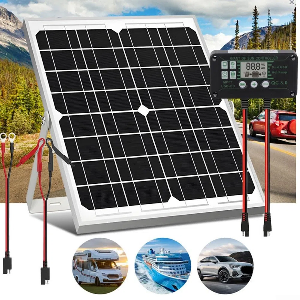 Solars Caricabatterie MPPT 12V Kit Ricarica Auto Barca