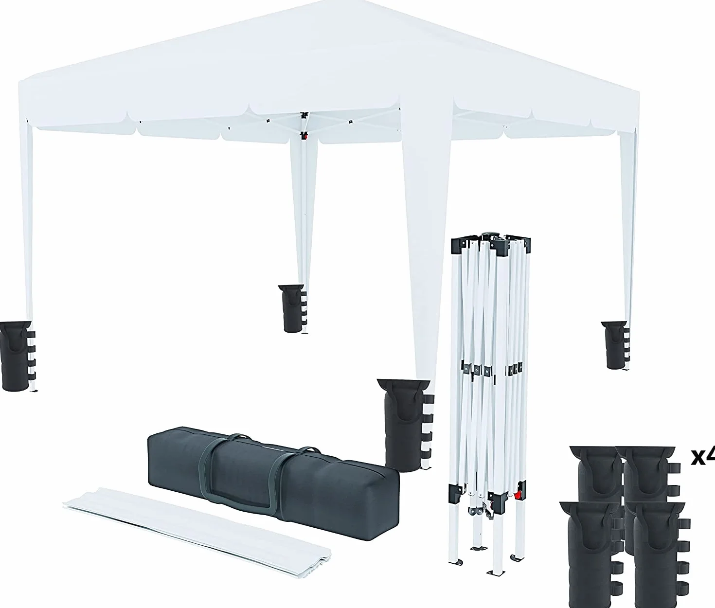 BRICOZONE Gazebo 3 x 3 m Pieghevole Idrorepellente Acciaio Copertura 160 gr/m² Bianco