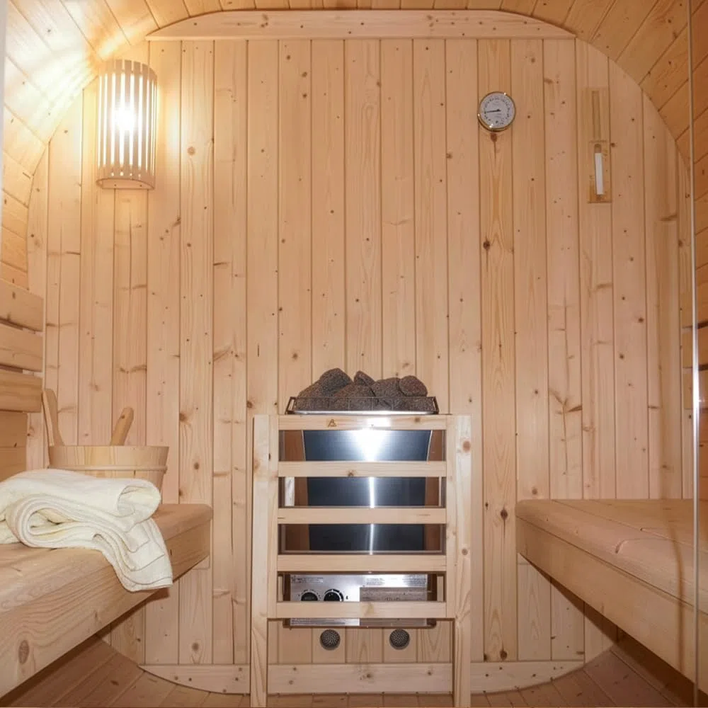 Sauna a cubo per esterni Home Deluxe L 220x185x194 cm legno abete rosso stufa 4 persone