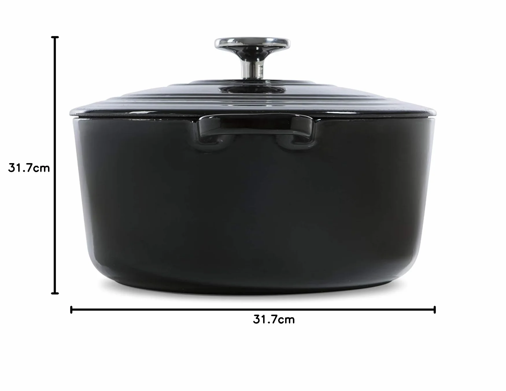 BK Cookware Ghisa Smaltata Tedesca, 24 cm/4,2 litri Casseruola avec Couvercle, Forno Olandese, Fornello a Induzione, Lavabile in lavastoviglie, Forno fino a 220°C, Nero