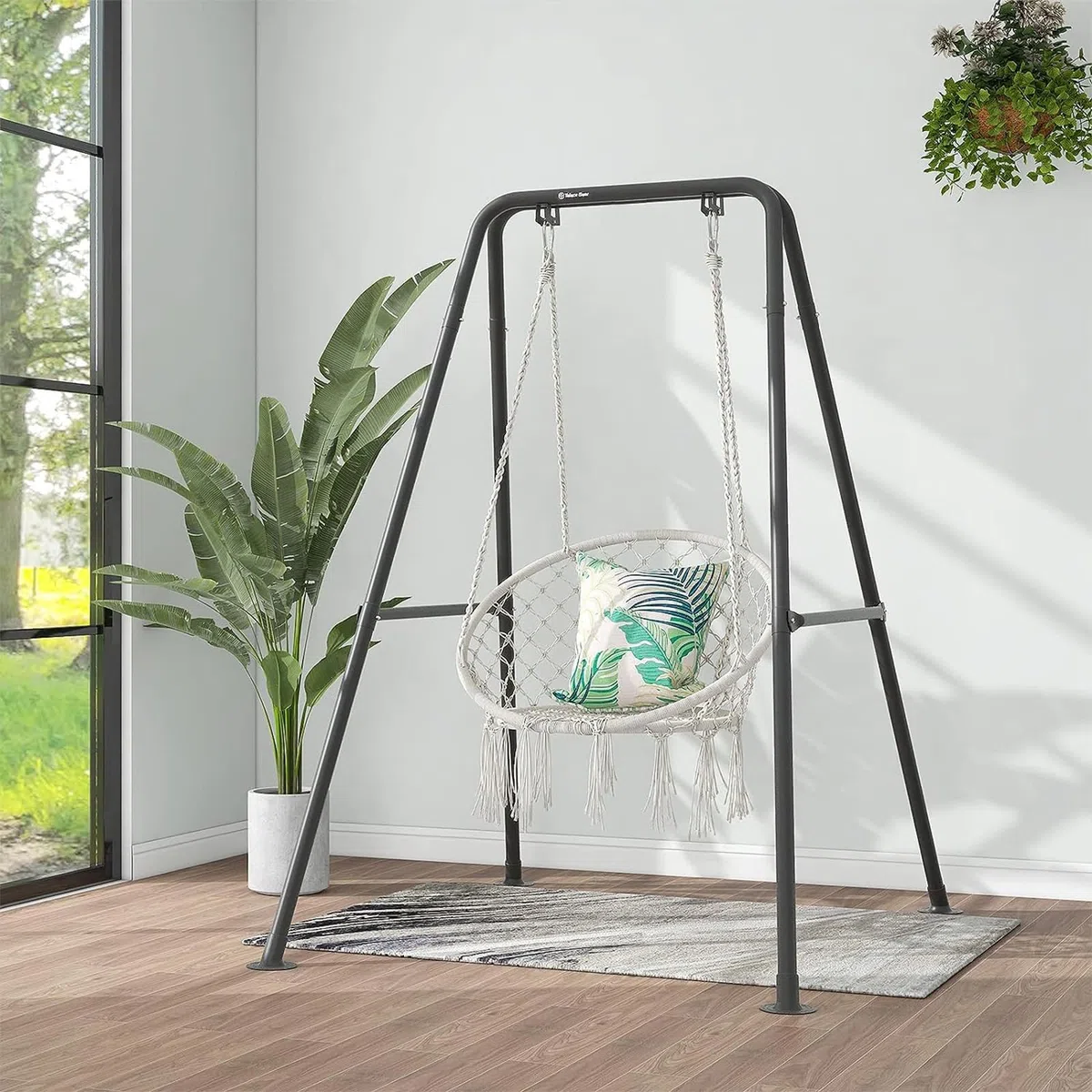 Supporto per amaca, portata massima 149,7 kg, per esterni o interni, con supporto (nero)
