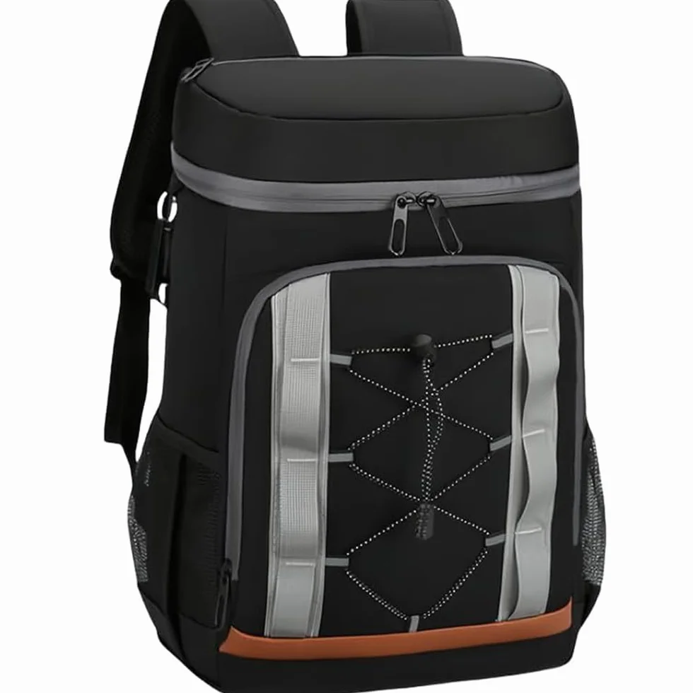 Zaino isotermico da 30 litri, grande borsa per uomo e donna, ideale per picnic, barbecue, campeggio, escursioni, shopping (nero)