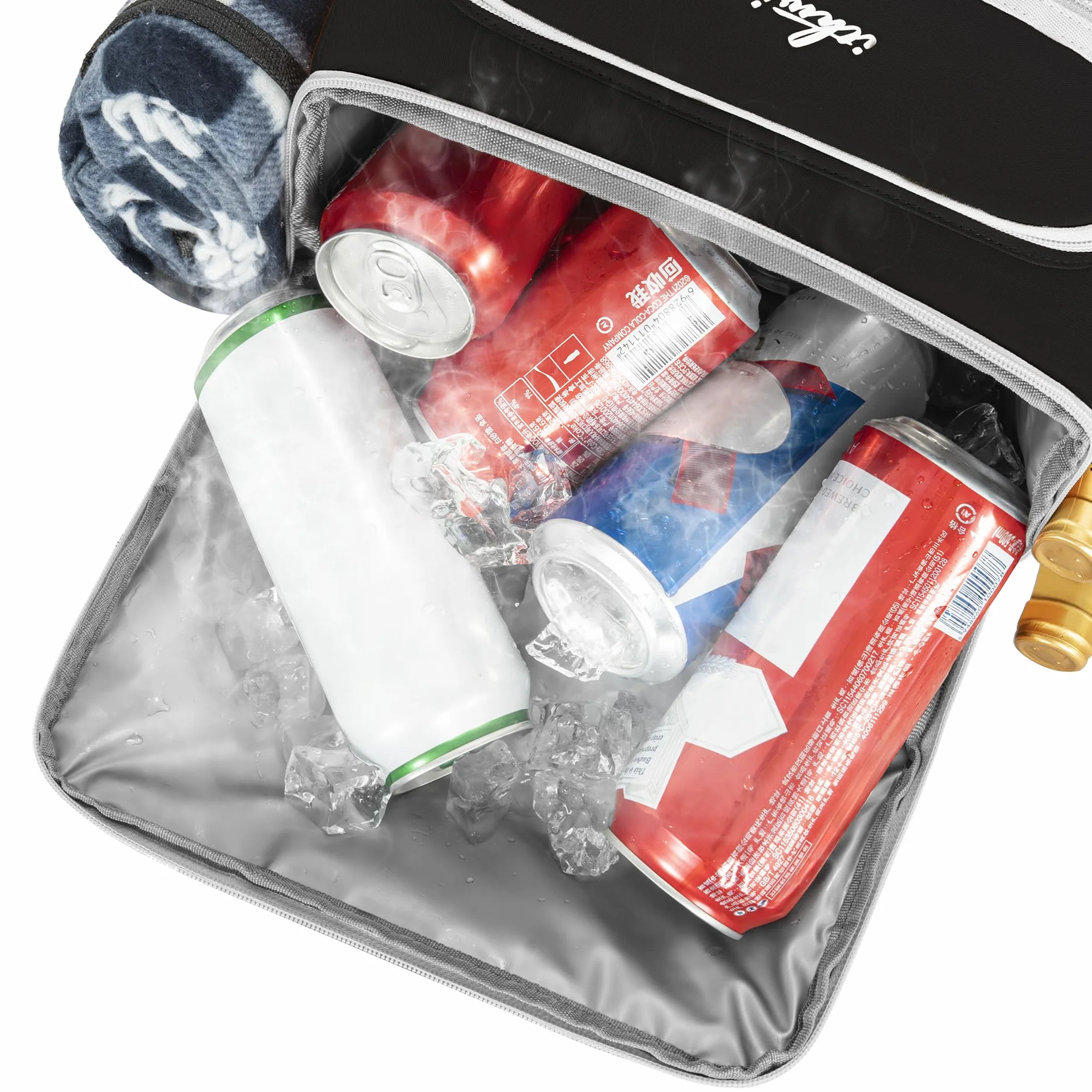 OUUTMEE Zaino refrigerante impermeabile a doppio strato per picnic, spiaggia, escursioni, nero