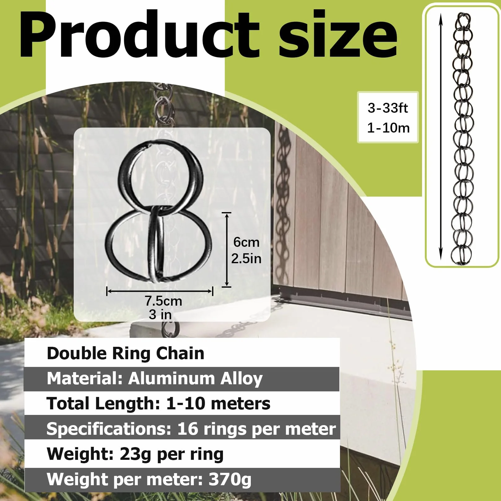 Catene Antipioggia per Grondaie,Catena Antipioggia per Grondaie,Drenaggio ad Alta Efficienza,Pratica ed Elegante,Ricambio Perfetto per Pluviali,Per Giardino Casa Gazebo Esterno Tettoia Copertura 8ft