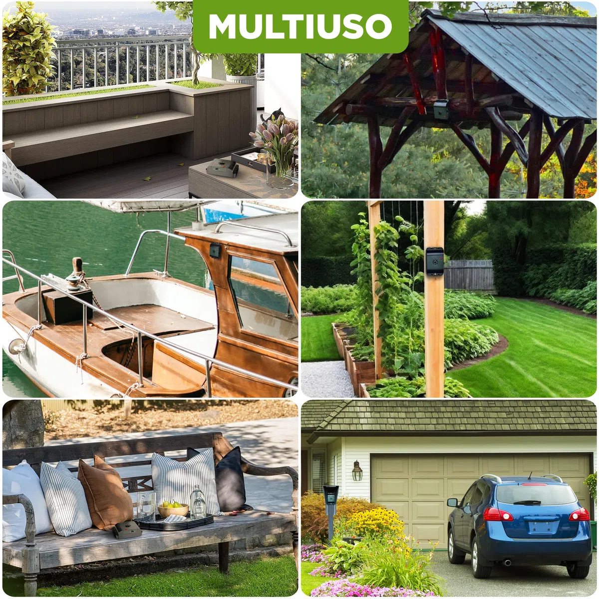 ISOTRONIC dissuasore uccelli ultrasuoni piccioni passeri gabbiani corvi batteria balconi tetti giardini raggio 40m² 3 unità efficace esterno protezione difesa stop volatili ecologico mobile