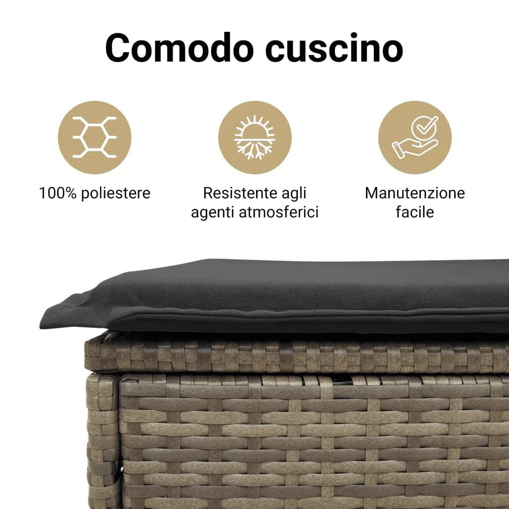 vidaXL Divano da Giardino con Cuscini 2 Posti Grigio in Polyrattan