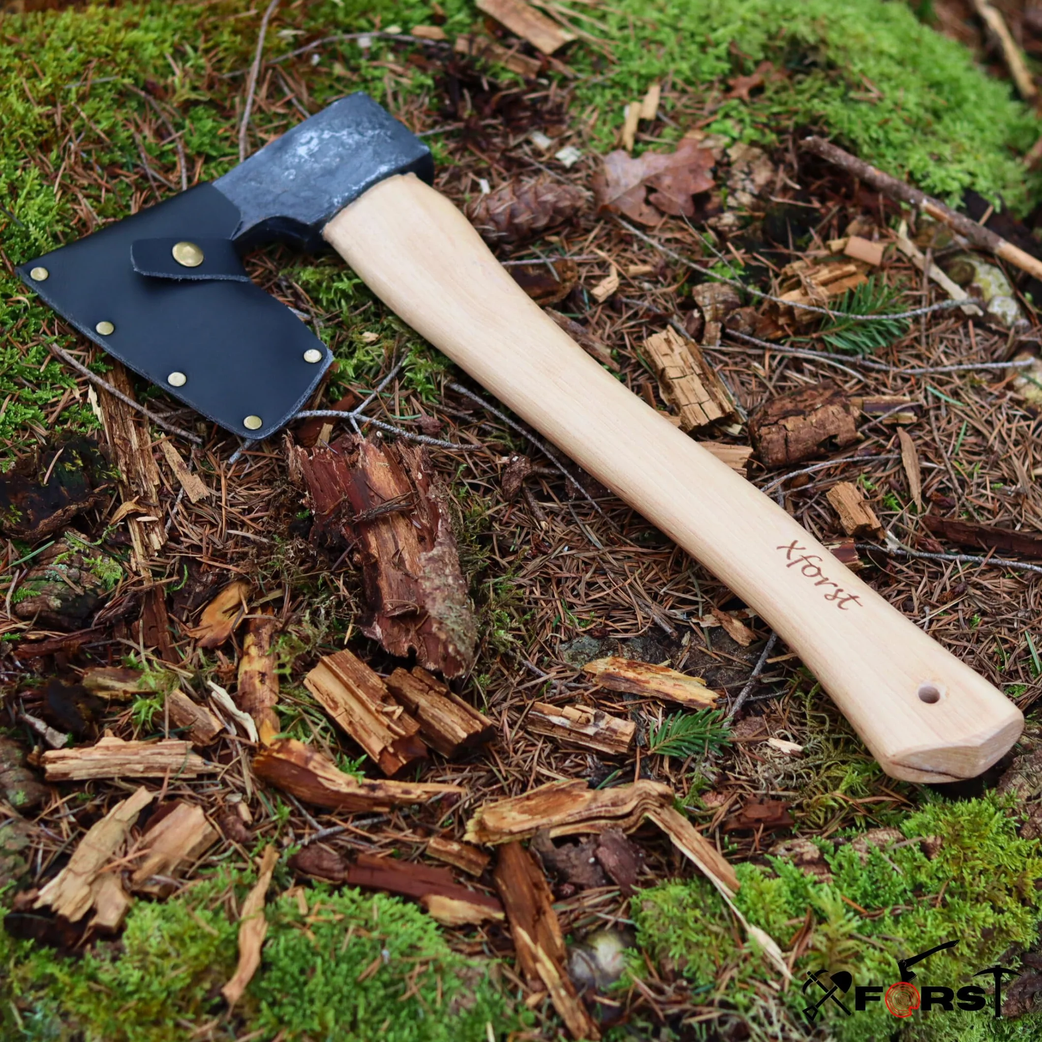 Xforst X-H6 Ascia Accetta vichinga, Ascia da sopravvivenza in acciaio al carbonio forgiato 38 cm 0,75 kg