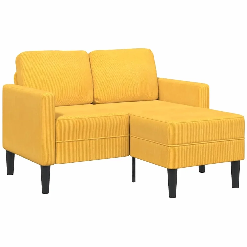 vidaXL Divano 2 Posti con Chaise Longue a L Giallo Chiaro 125 cm Lino, Divano a 2 posti Camera da Letto, divanetto, Divano a Due posti
