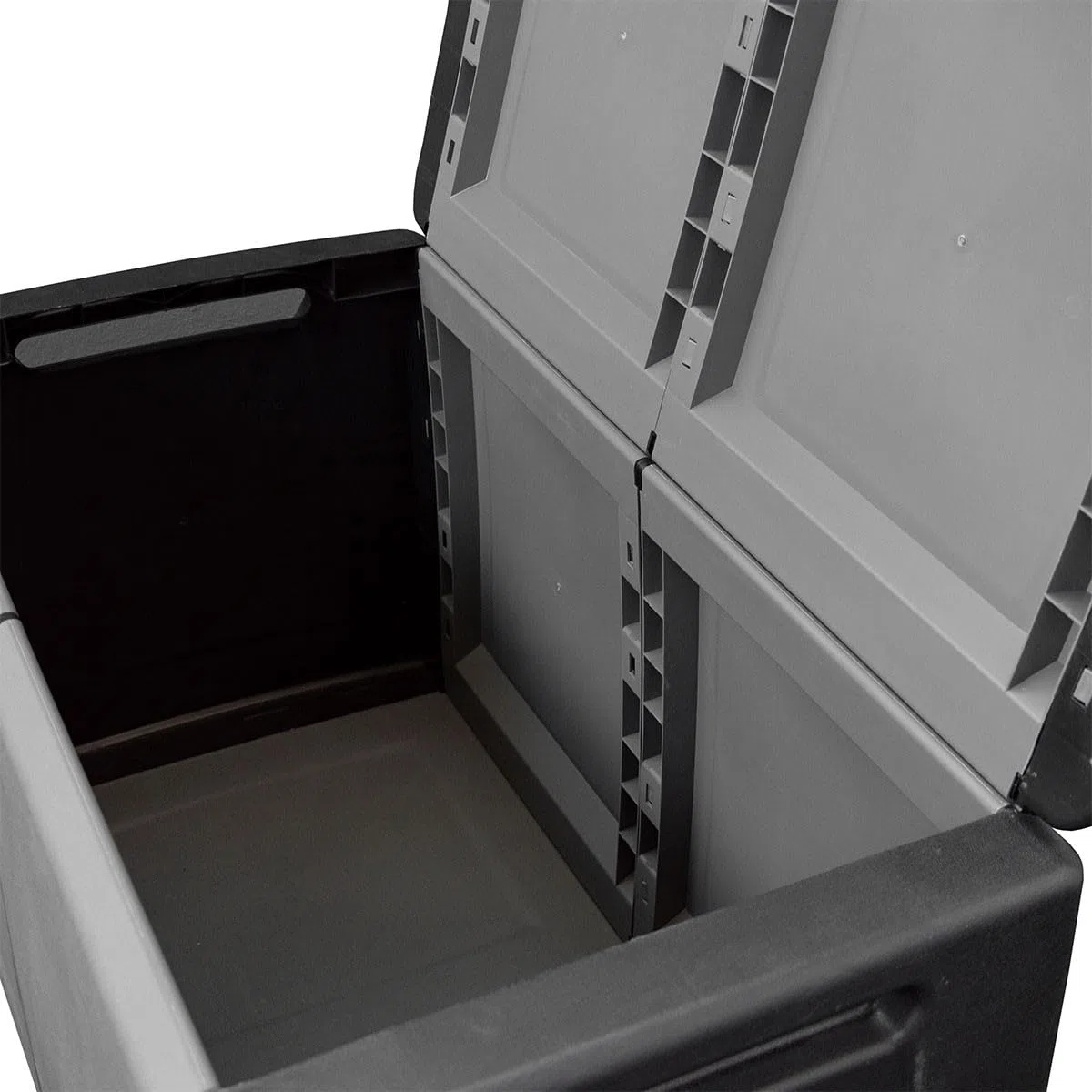 INTEC - Scatola di Stoccaggio 230L Scatola da Giardino Grigio/Nero 96 x 53 x A57cm Maniglie di Trasporto in Polipropilene