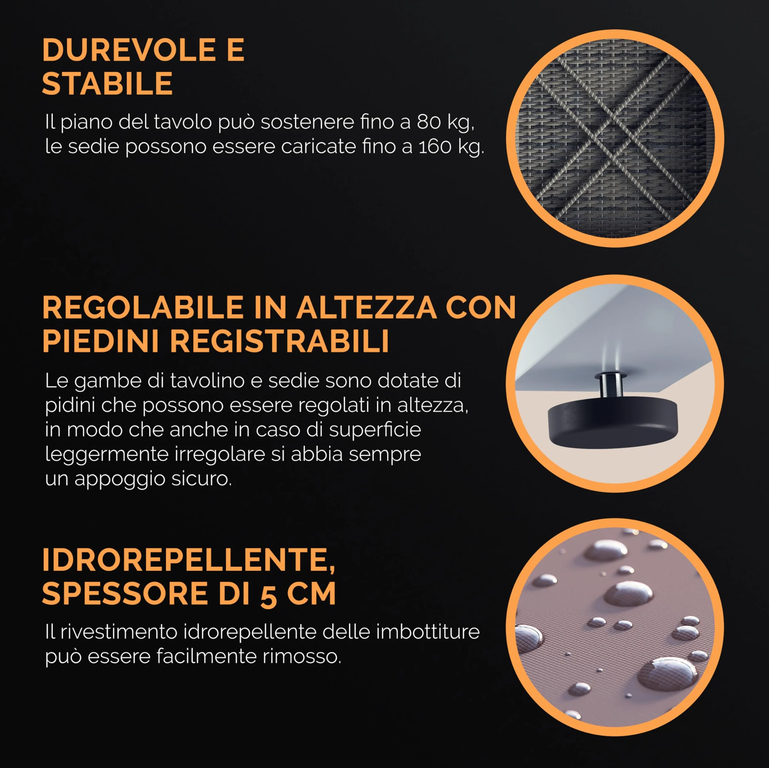 Casaria Mobili Giardino Polyrattan Robusto Tavolo WPC 160kg 2 Sedie Regolabili Cuscini Terrazza Balcone Lounge Set
