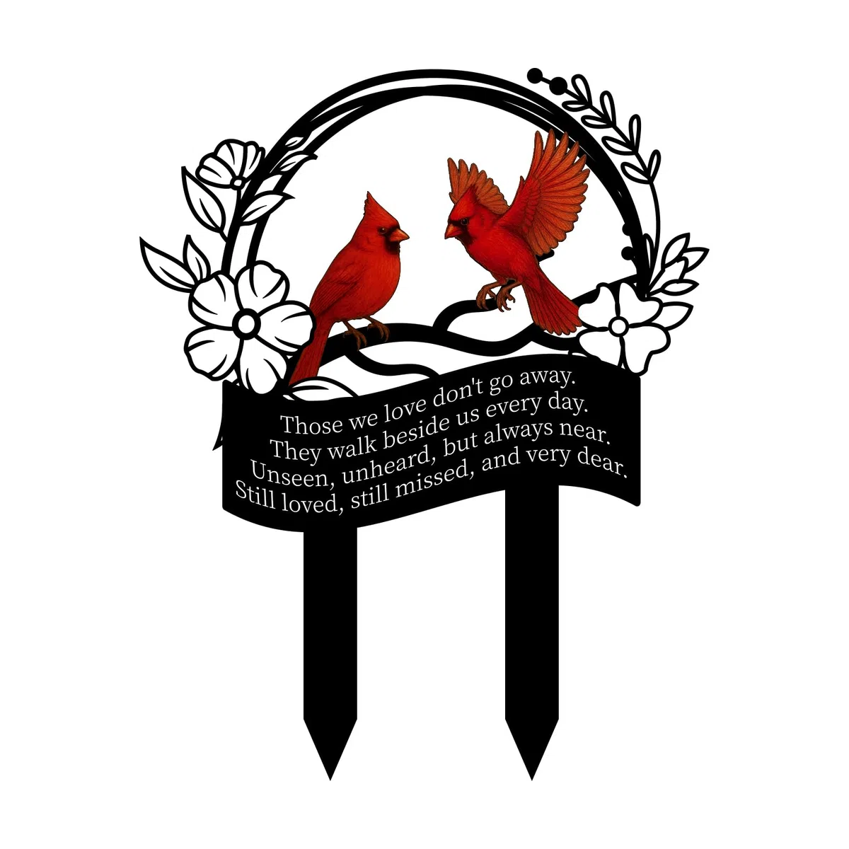 BOXOB Decorazione in pietra tombale cardinale, pali commemorativi in metallo, decorazioni per tombe