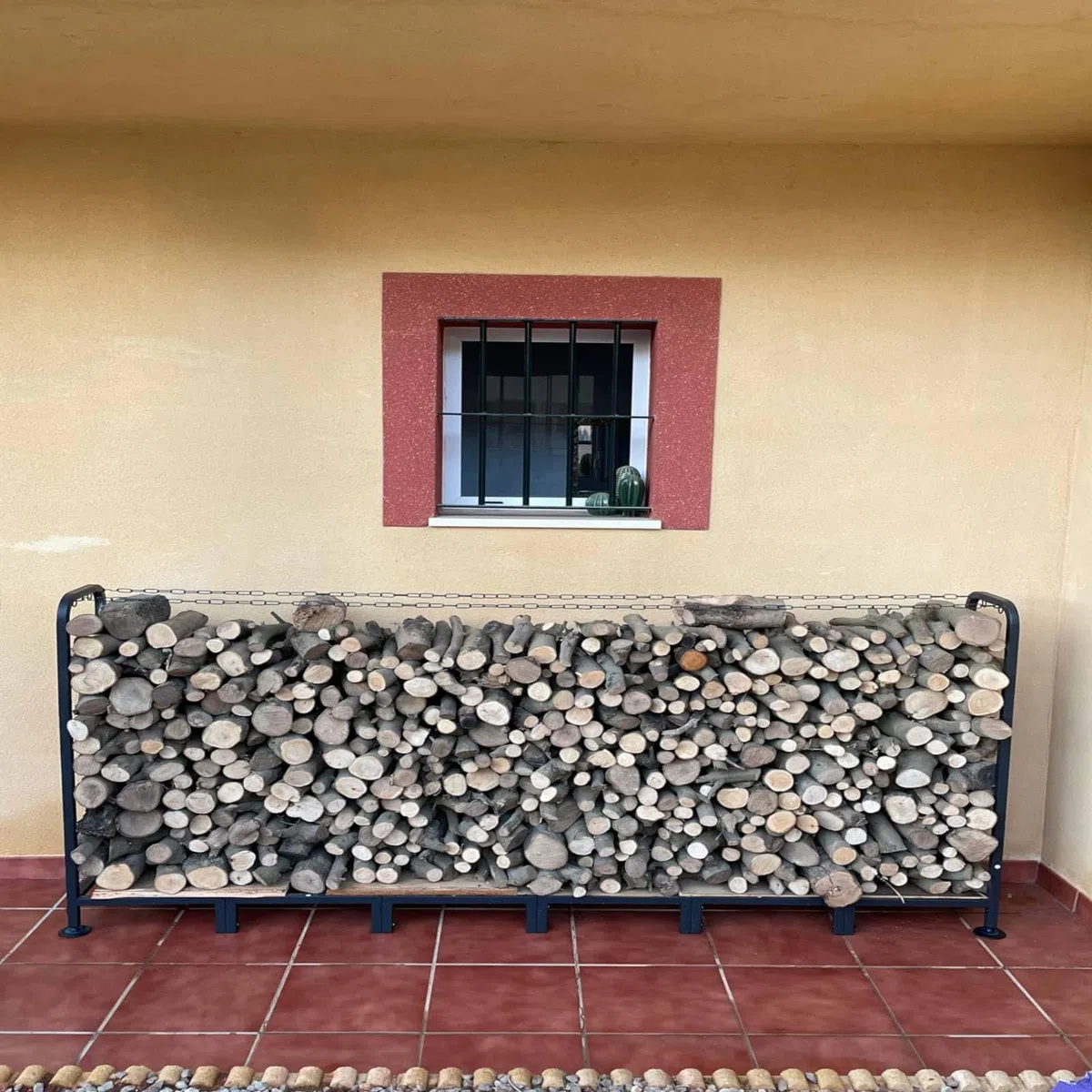 Scaffale Portalegna da Esterno 235x32x116 cm Metallo 1,2 m³ Capacità Regolabile Antiruggine