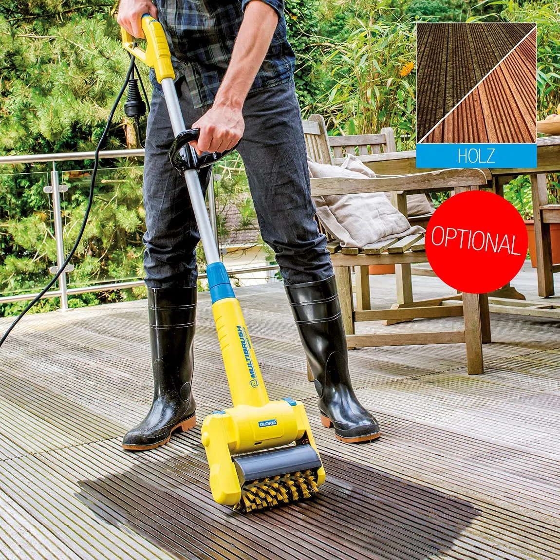GLORIA MultiBrush speedcontrol PLUS 500W 11-in-1 Electric Brush for Stone, Grout, Wood & Lawn