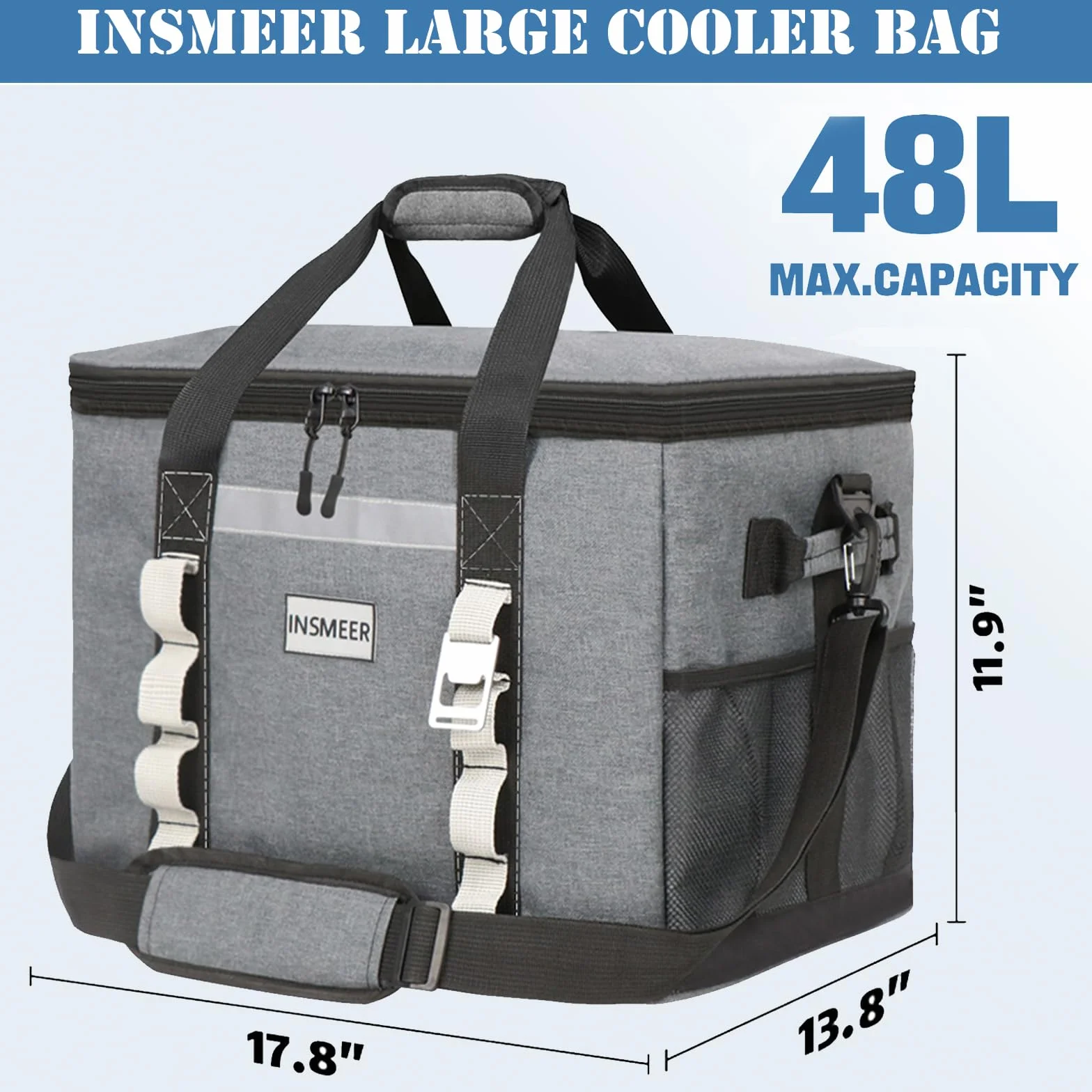 INSMEER Borsa Termica Pieghevole 48 L, Impermeabile per Picnic Escursioni