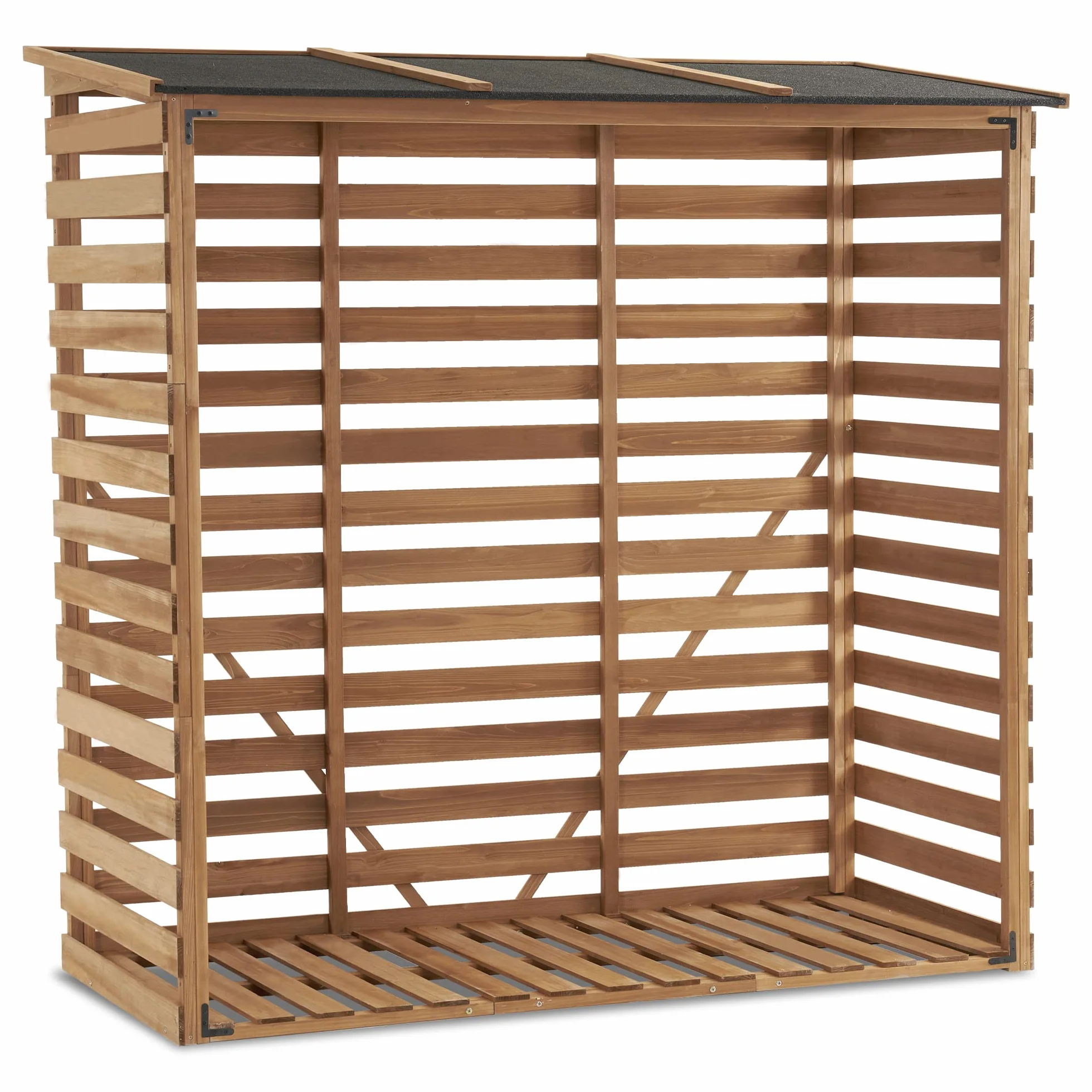 M MCombo Scaffale in legno per esterni, per legna da ardere con parete posteriore, in legno con copertura impermeabile, 90 × 185 × 186 cm, 1202 (colore naturale)