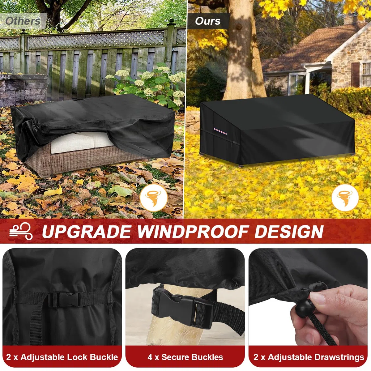 LAMUNI Copertura Divano Esterni 3-4 Posti Copertura Panca da Giardino Telo Copridivano da Esterno Impermeabile Coperture per Panca Esterno 3 Posti Coperture per Divani da Giardino, 208x99x89/61cm