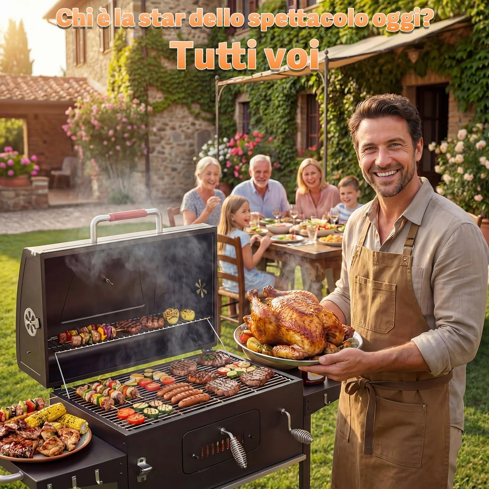 Devoko Barbecue Carbonella XXL, Grill a Carbone Portatile 71x43 cm con Termometro e Guanti