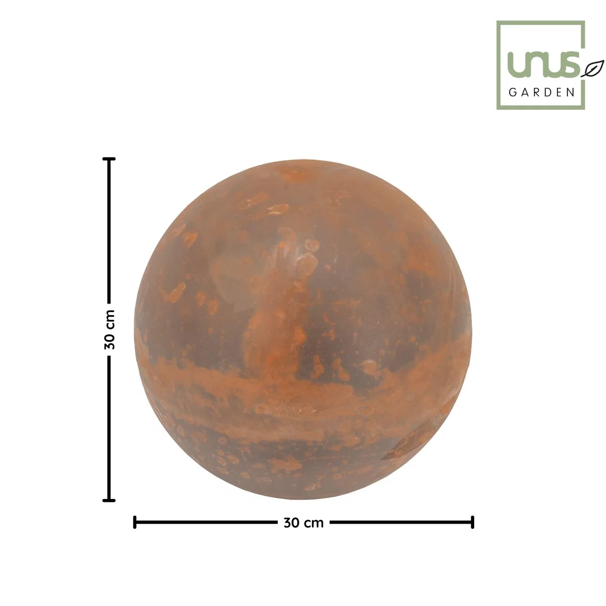 Sfera decorativa da giardino in metallo diametro 30 cm effetto ruggine
