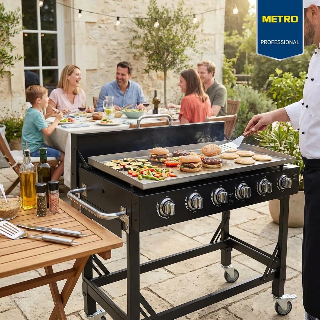 METRO PROFESSIONAL Barbecue a Gas Dayton 6 Bruciatori 108x53 cm Acciaio Nero 22.2 kW