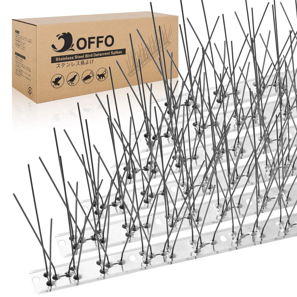 OFFO Dissuasori Piccioni, Spuntoni per Piccioni Pre-assemblato 2,08m,Piccioni Dissuasori Balcone,Dissuasore per Piccioni per Le Recinzioni dei Tetti,Argento
