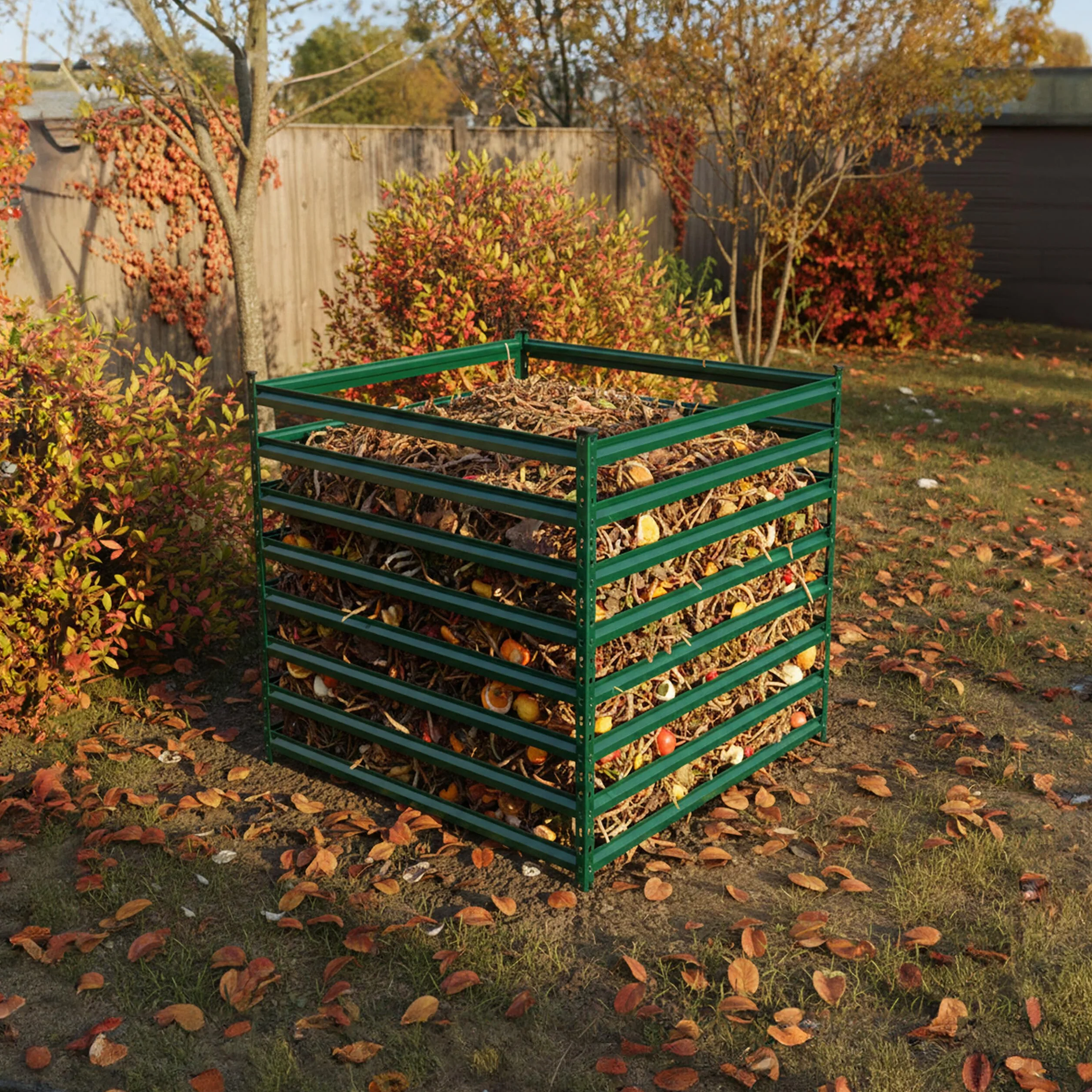 Relaxdays compostiera Acciaio zincato 90x90x90 cm 729 l Verde