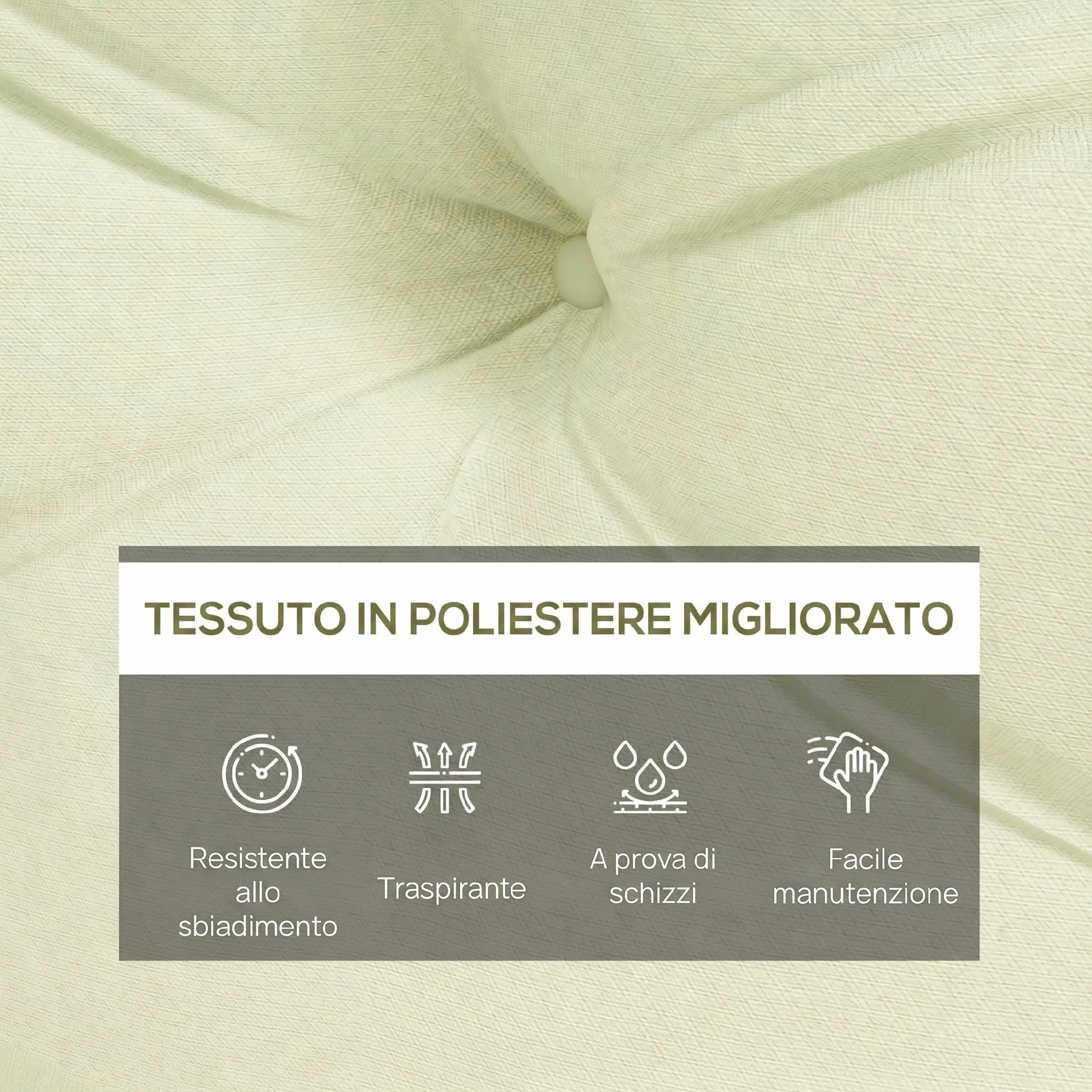 Outsunny Cuscini da Giardino Set 2 Pezzi per Schienale e Seduta con Imbottitura Spessa, Cuscini da Esterno in Poliestere per Divani e Pallet, Crema