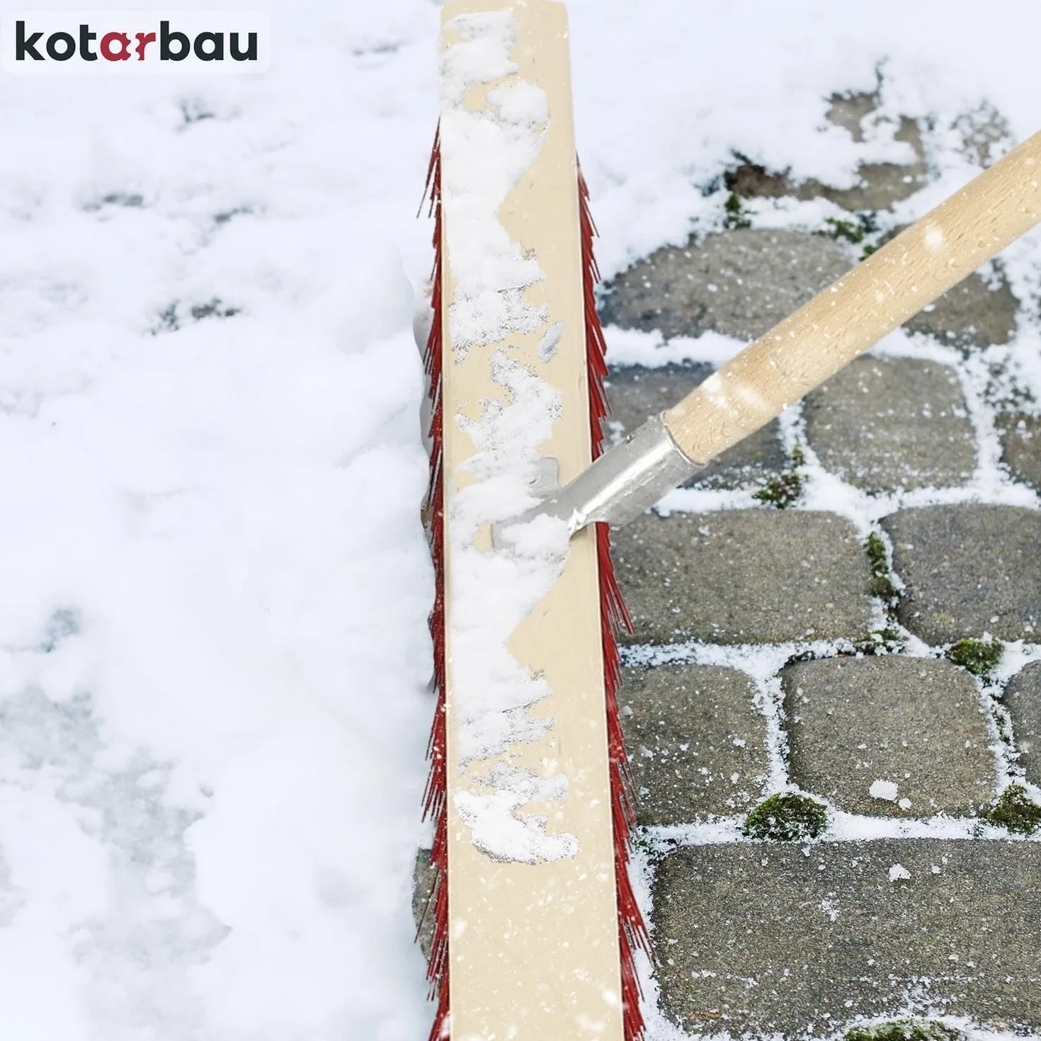 KOTARBAU® Scopa da Esterno - Spazzolone per Pavimenti Esterni - 85 cm - Scopettone Industriale - Scopa Giardino Esterno - con Manico - Legno - PVC