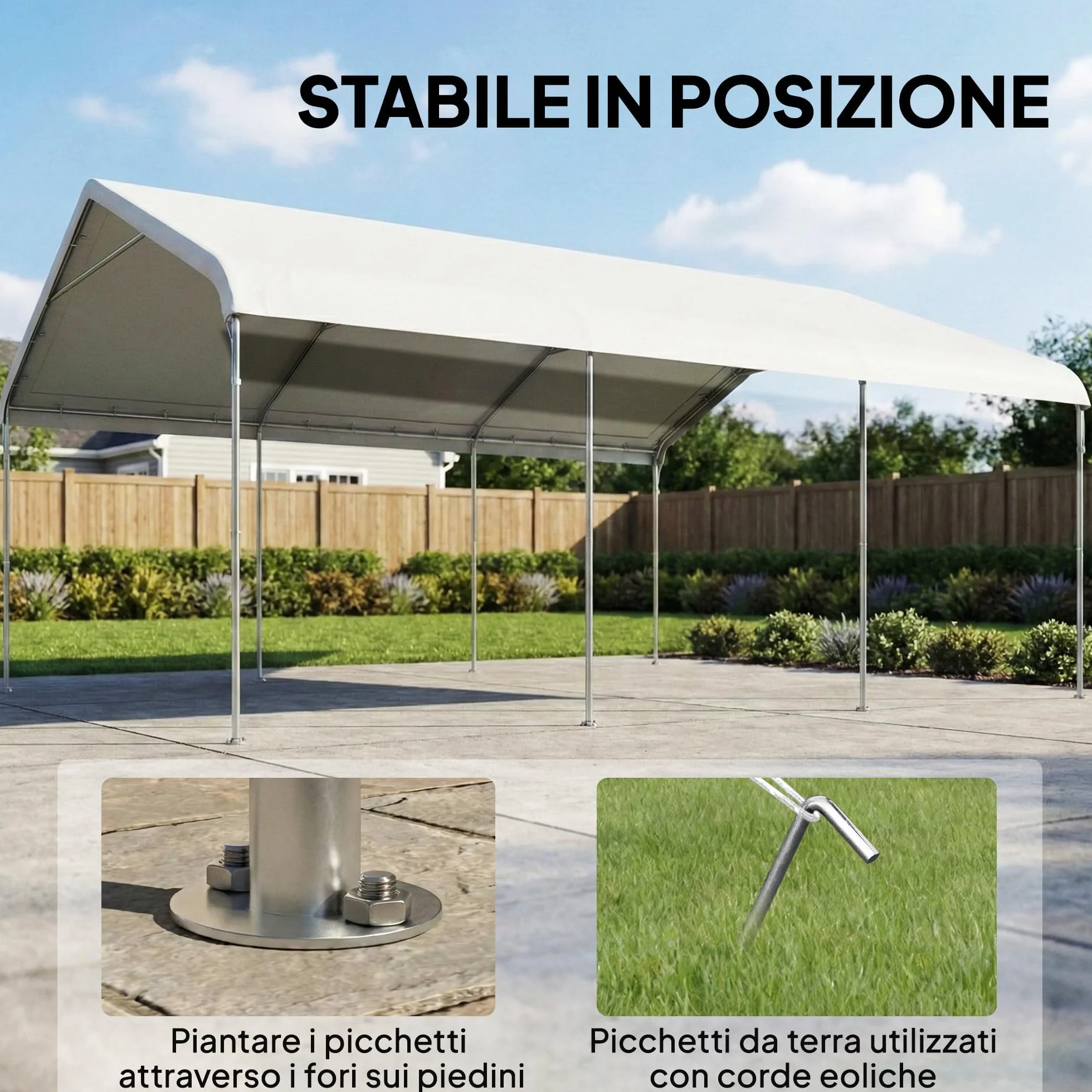 Outsunny Tettoia Auto 5x6 m Acciaio Zincato UV Resistente Tenda Garage SUV Camion Moto Crema