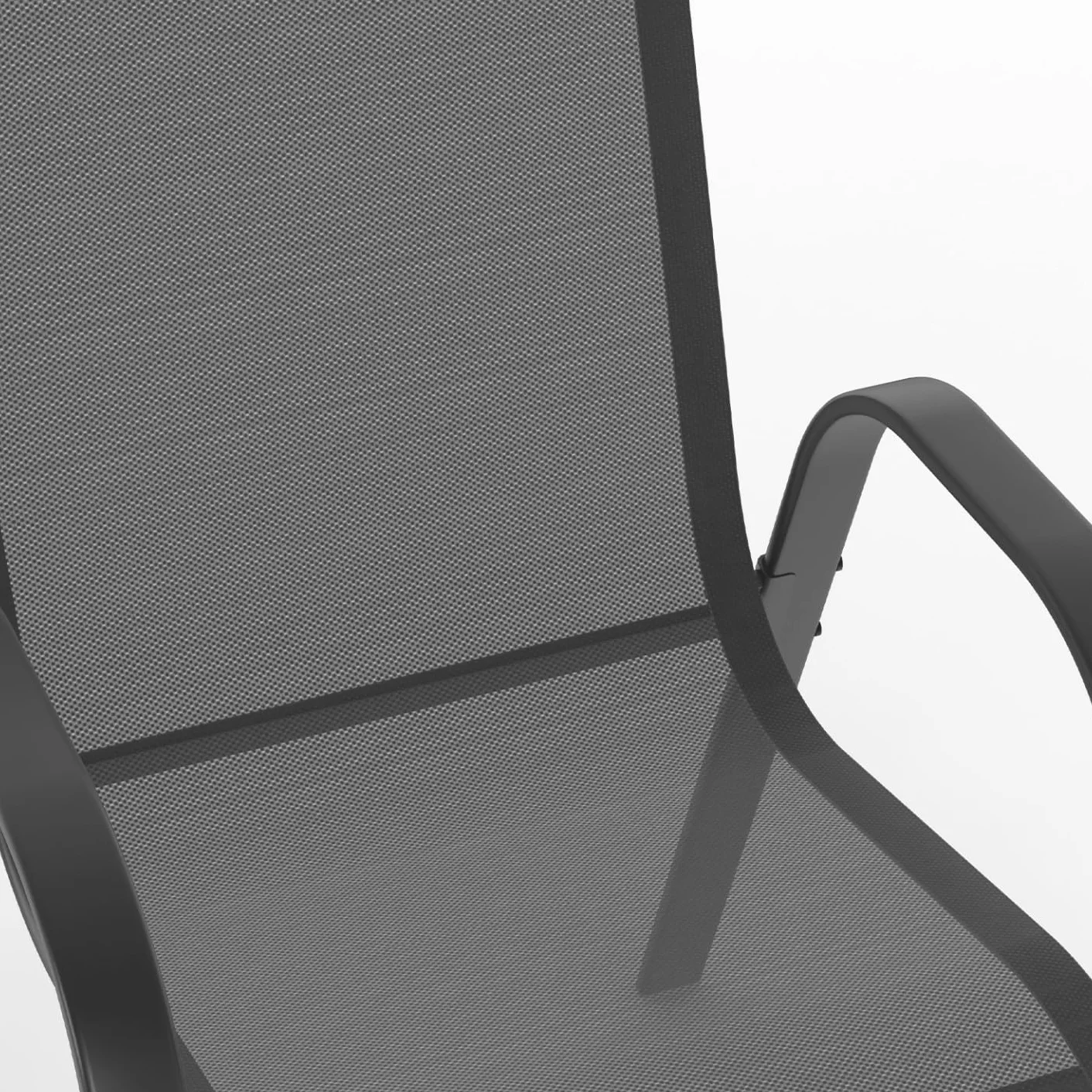 Set di mobili da Giardino Madrid Tavolo 150 CM e 6 sedie impilabili Grigio Antracite
