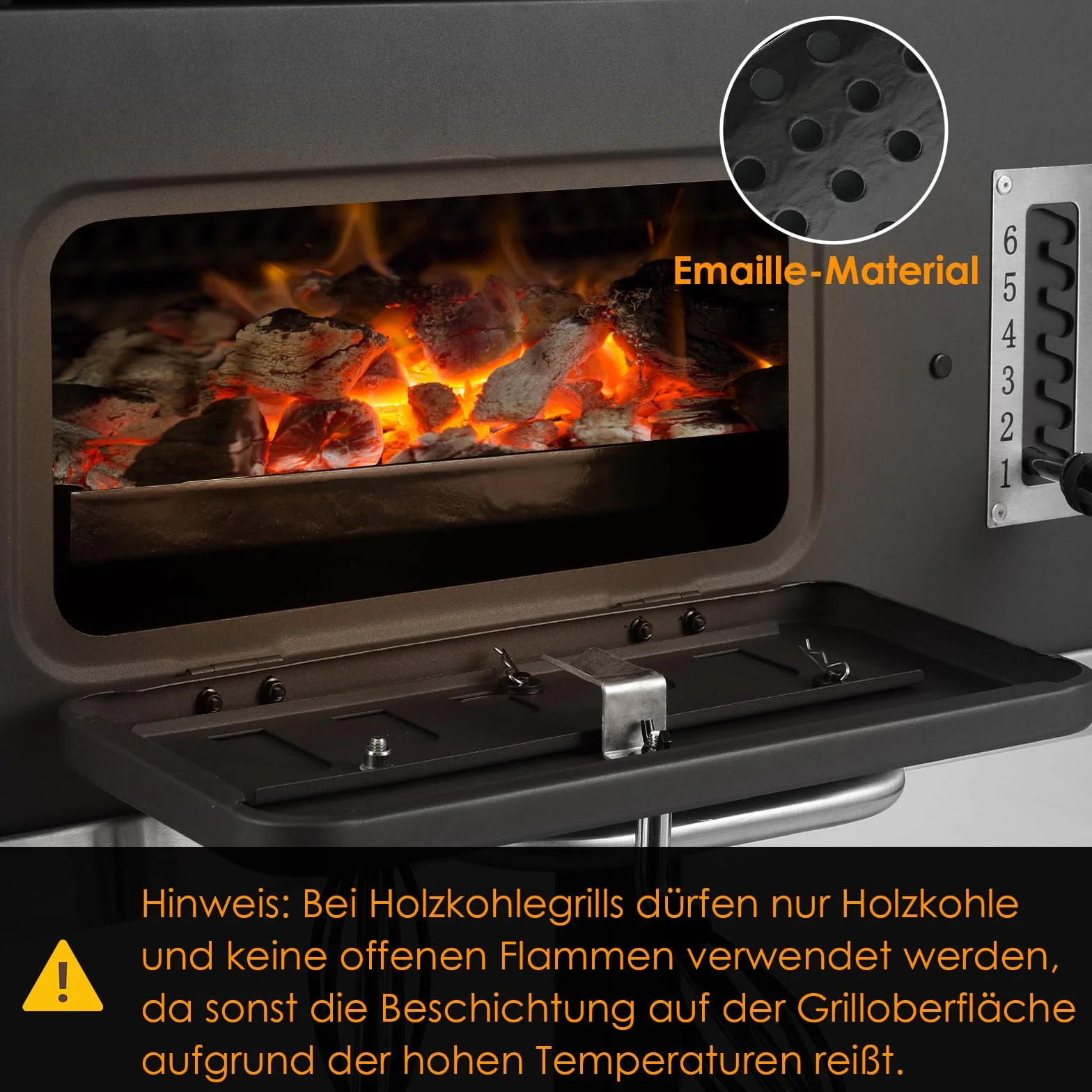 TLSUNNY Barbecue Carbonella XXL con Coperchio e Termometro, Ripiani Pieghevoli, Griglia BBQ Carbonella Grigio