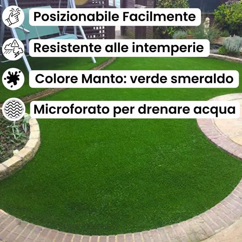 ITALFROM - Prato Sintetico da Esterno Drenante (7 mm) Erba Sintetica per Esterno, Erba Finta Terrazzo, Erba Artificiale per Giardino, Balcone, Piscina, Resistente, Tappeto Erba Sintetica (4x5m)