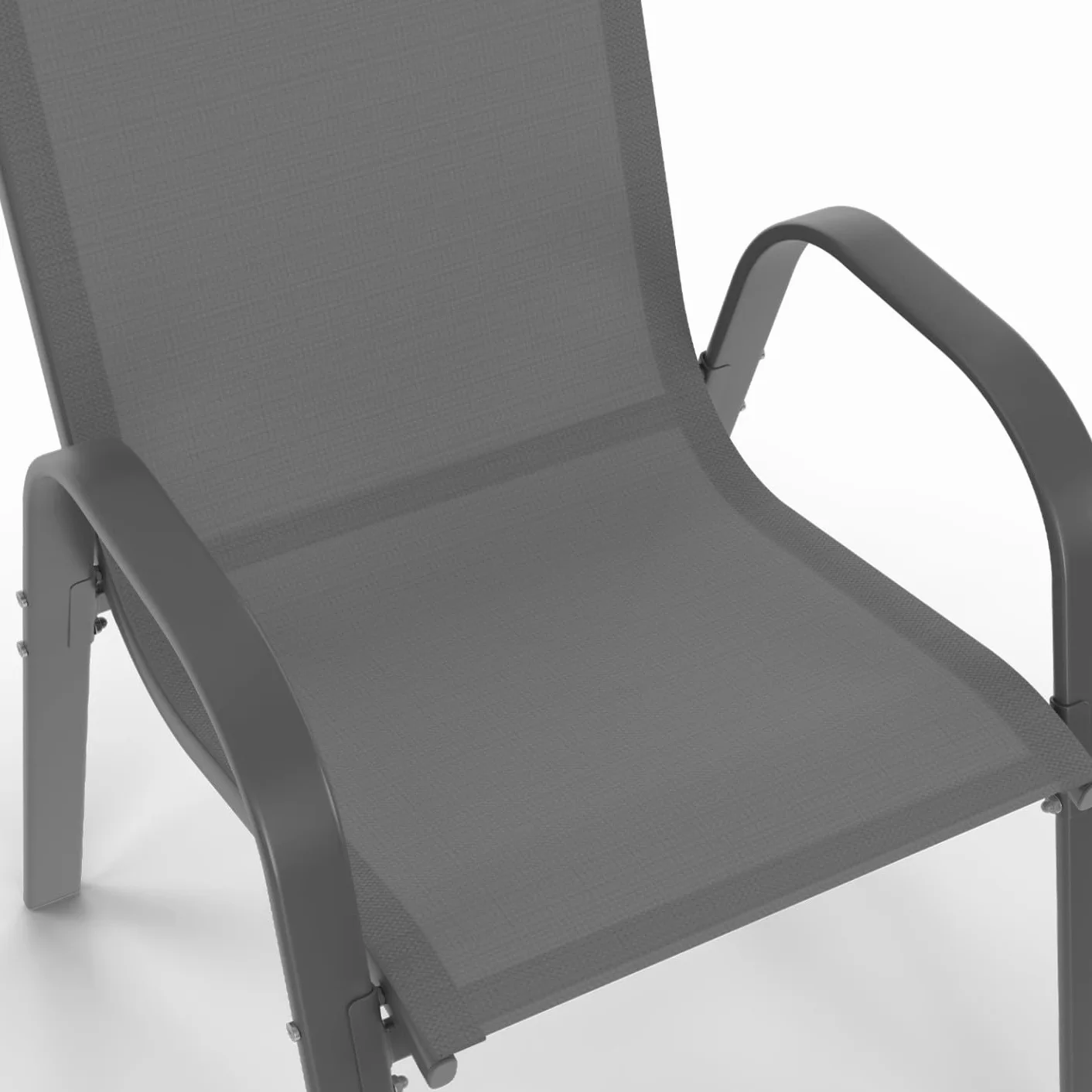 Set di 6 sedie impilabili in metallo e textilene grigio antracite LYMA