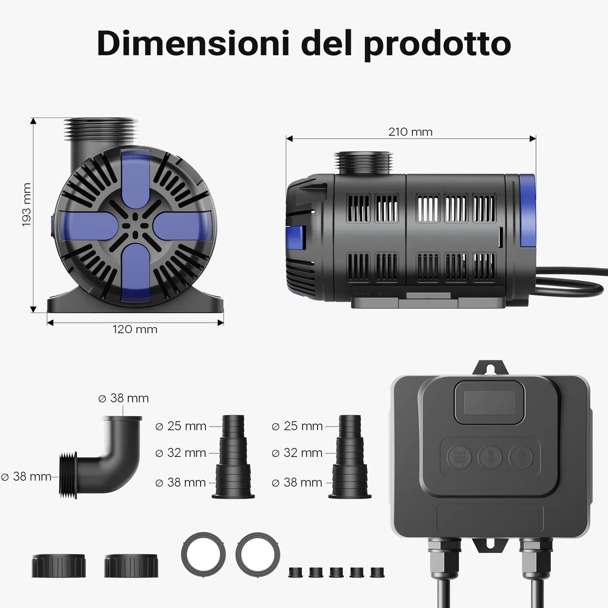 SunSun SuperECO CET-15000 Pompa da Laghetto con flussometro, 15.000 l/h, 180W, Prevalenza 8m