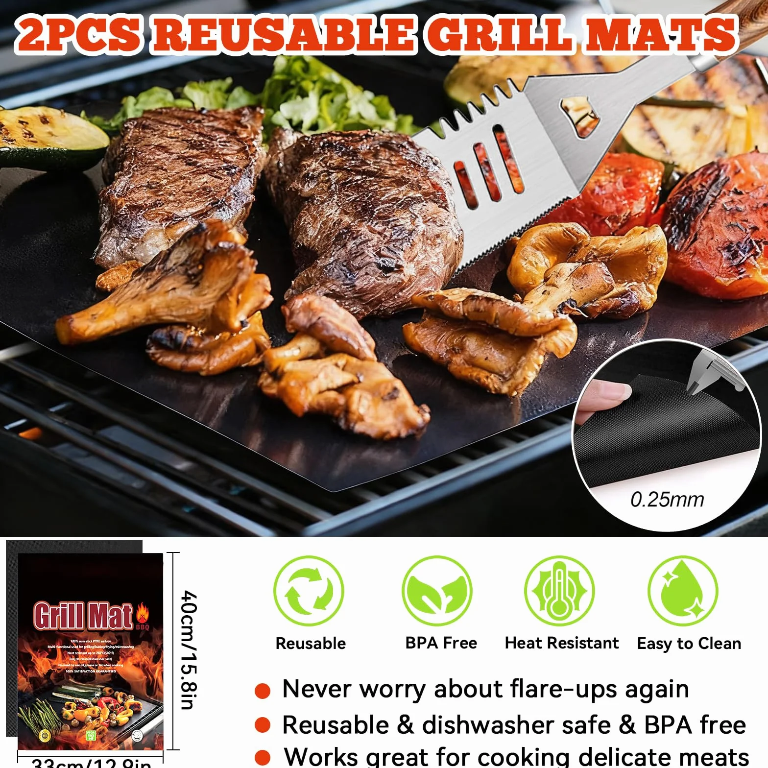 Set Barbecue 34 Pezzi, Utensili da Barbecue in Acciaio Inox, Accessori da Grill, con Borsa di Archiviazione e Tappetini, Regalo per Uomini, per Campeggio e Feste all'Aperto