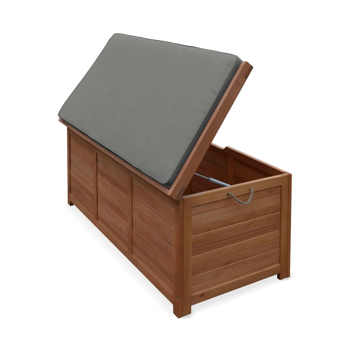 sweeek Cassapanca da Giardino in Legno 200L con martinetti Marrone Naturale - 125x60x96 cm