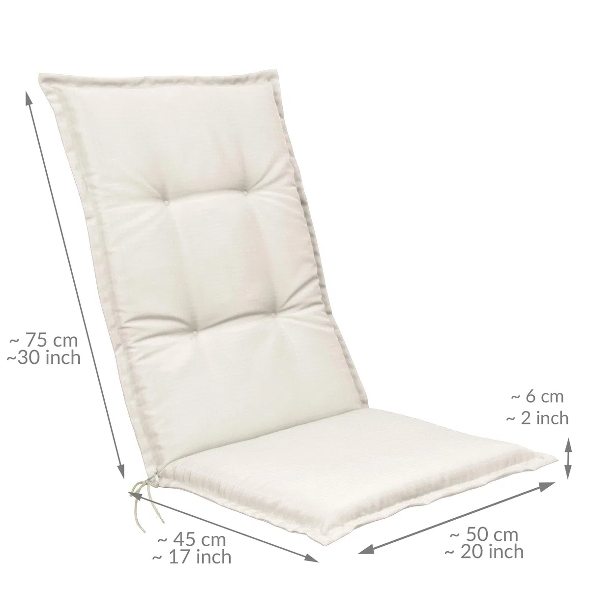 Beautissu Set di 2 Cuscini per Sedie da Esterno 120x50x6 cm Beige Chiaro