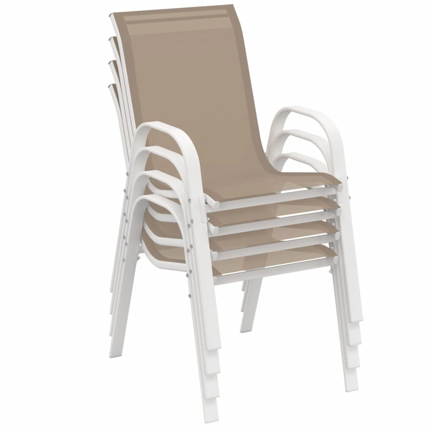 Set di 4 sedie impilabili da giardino LYMA metallo textilene bianco beige