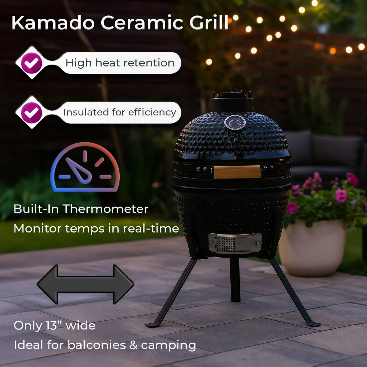 Neo Kamado Mini barbecue in ceramica 33 cm affumicatore forno portatile supporto