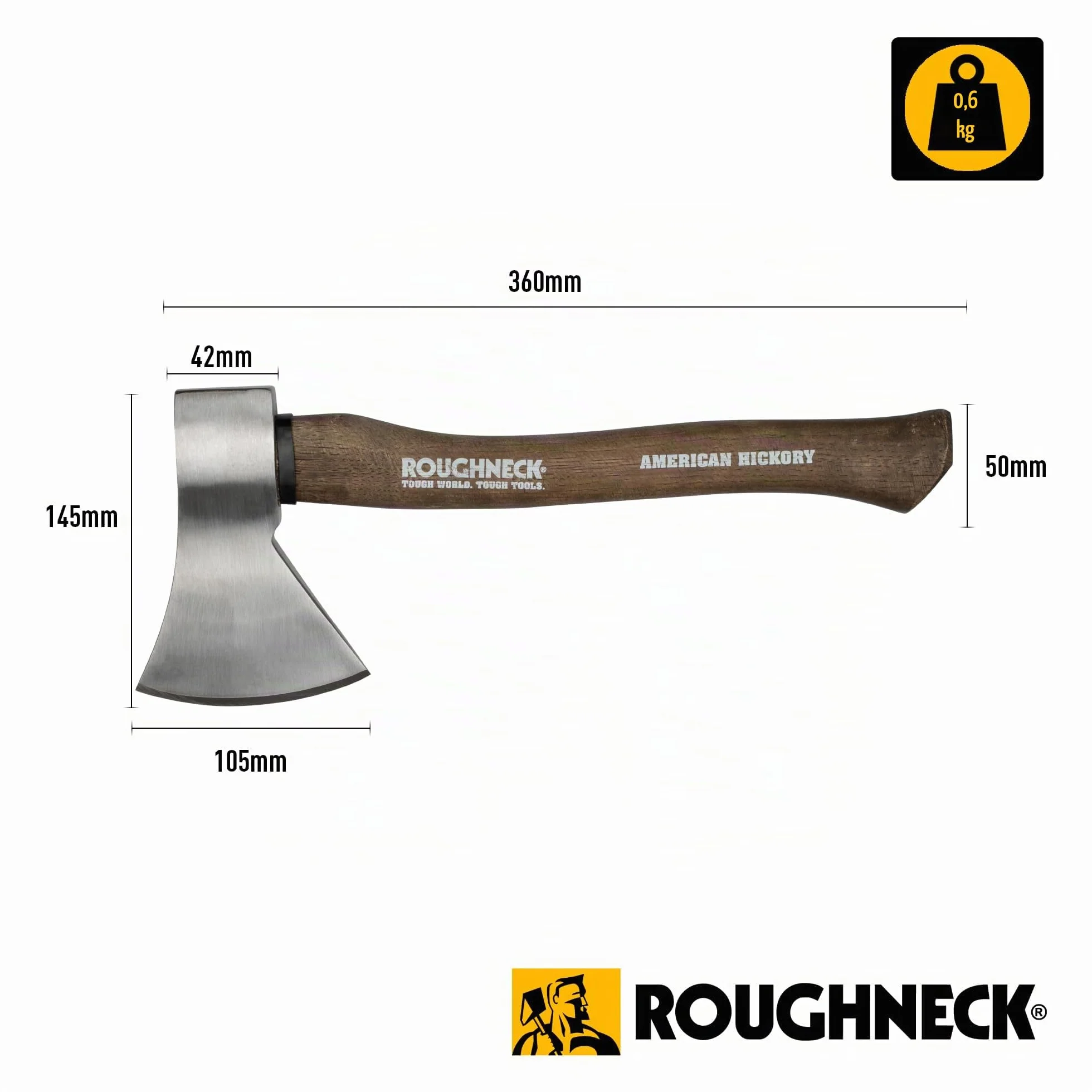 Roughneck rou65670 Ascia con manico in legno di noce americano, stile vintage, 600 g