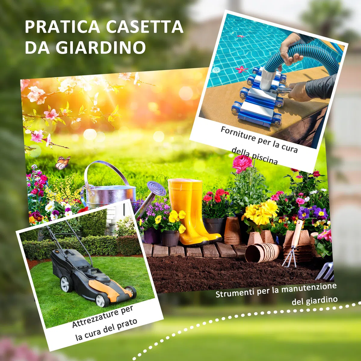 Outsunny Casetta da Giardino Porta Attrezzi in Acciaio Zincato e PP con 4 Prese d'Aria e Finestra, 259x171x222 cm, Grigia e Bianca